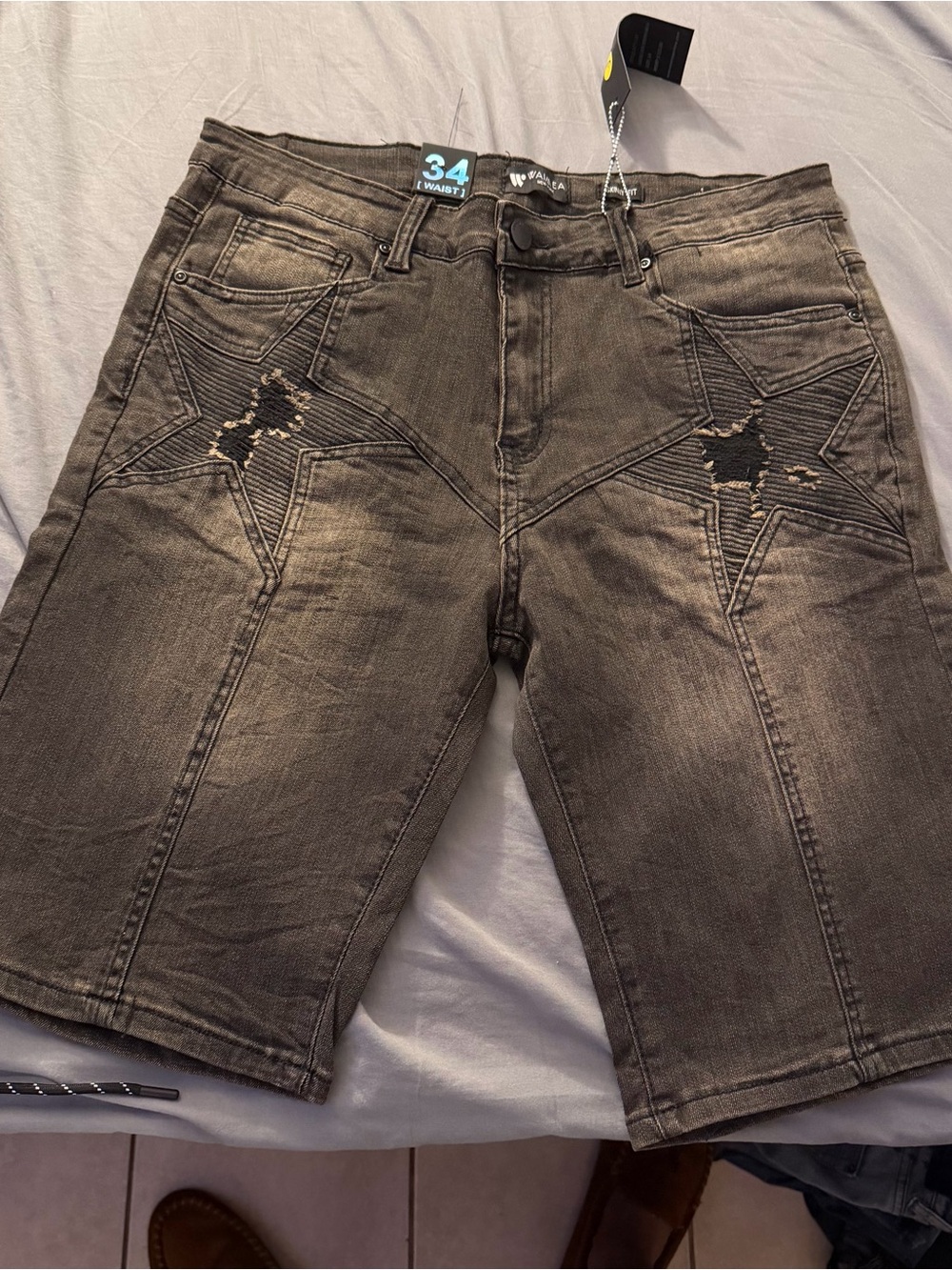 Waimea black denim Jorts shorts with star design, Size: 34